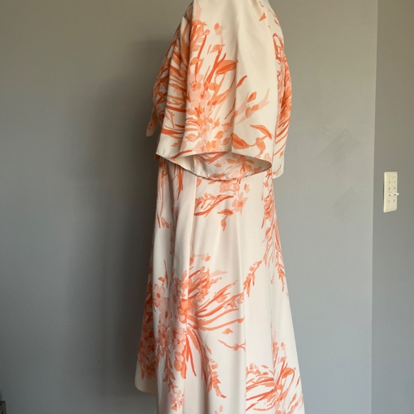 JOIE Floral Bow Detail Printed Short Sleeve V Neck A-line Hi-Lo Cocktail Dress - Picture 11 of 15